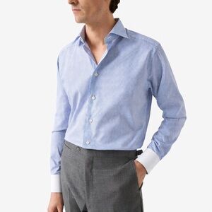 NWT Eton Fine Striped Twill Shirt - Blue